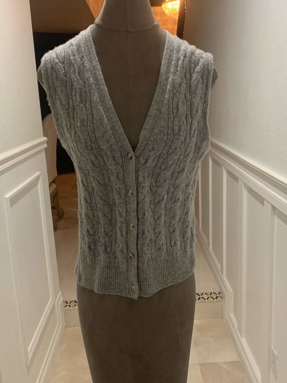 Classic Vince Cable Wool Blend Sleeveless Sweater Vest Size M